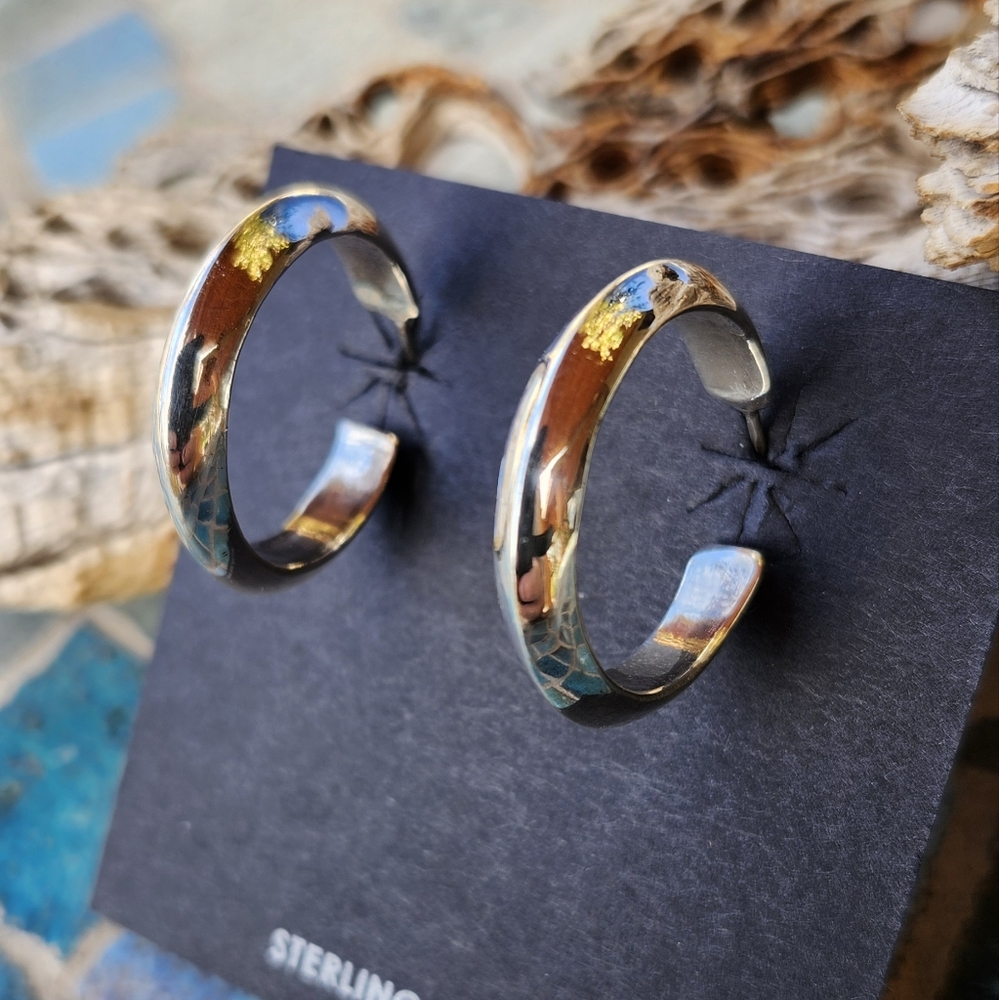 Sterling Silver Solid Hoop Earrings - image 8